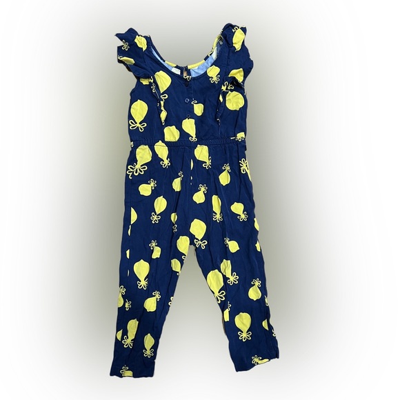 Janie and Jack romper jumpsuit lemon navy yellow 4 4T girls LN - Picture 3 of 5